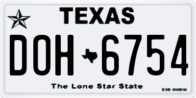 TX license plate DOH6754