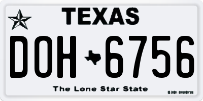 TX license plate DOH6756