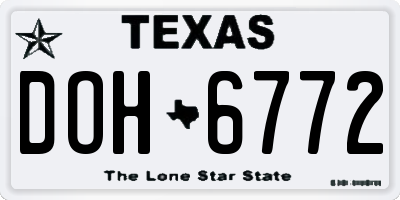 TX license plate DOH6772