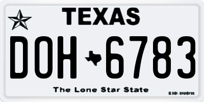 TX license plate DOH6783