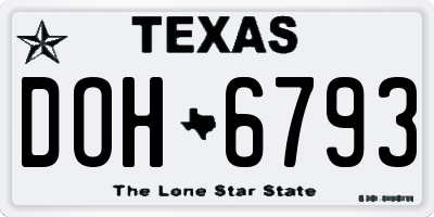 TX license plate DOH6793