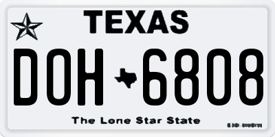TX license plate DOH6808