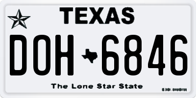 TX license plate DOH6846