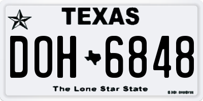 TX license plate DOH6848