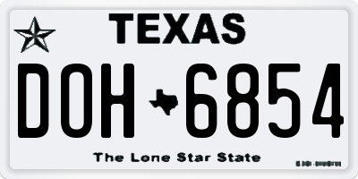 TX license plate DOH6854