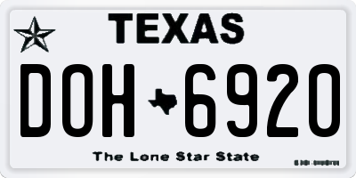 TX license plate DOH6920