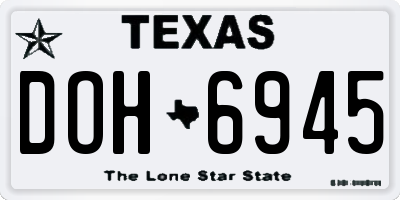 TX license plate DOH6945