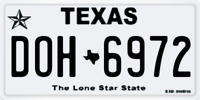TX license plate DOH6972