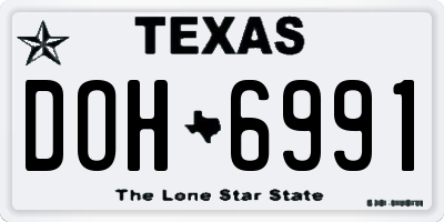 TX license plate DOH6991