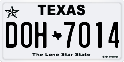 TX license plate DOH7014