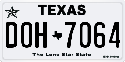TX license plate DOH7064