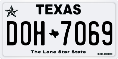 TX license plate DOH7069