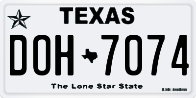 TX license plate DOH7074