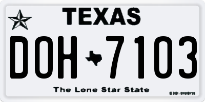TX license plate DOH7103