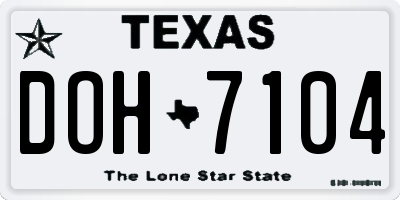 TX license plate DOH7104