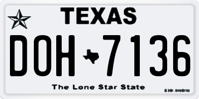 TX license plate DOH7136