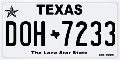 TX license plate DOH7233