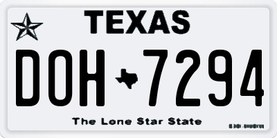 TX license plate DOH7294