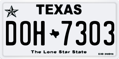 TX license plate DOH7303