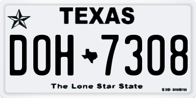 TX license plate DOH7308