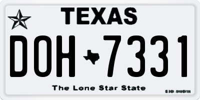 TX license plate DOH7331