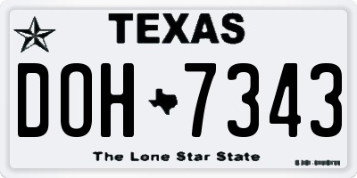 TX license plate DOH7343