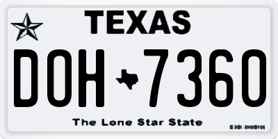 TX license plate DOH7360