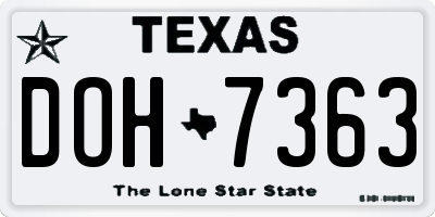 TX license plate DOH7363