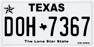 TX license plate DOH7367