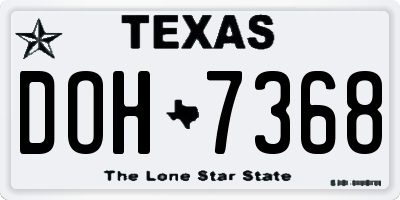TX license plate DOH7368