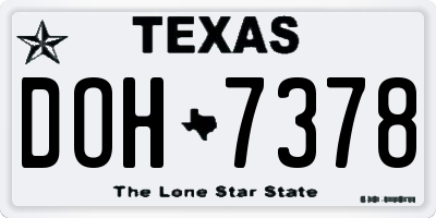 TX license plate DOH7378