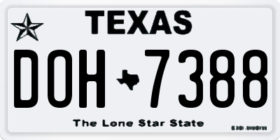 TX license plate DOH7388