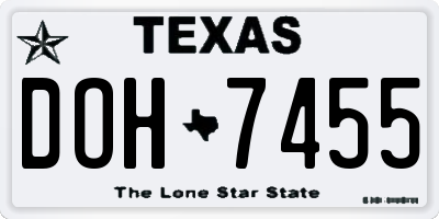 TX license plate DOH7455