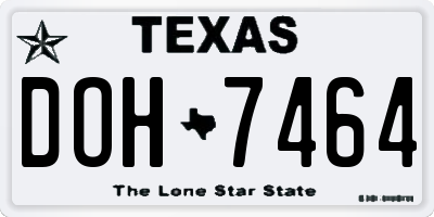 TX license plate DOH7464
