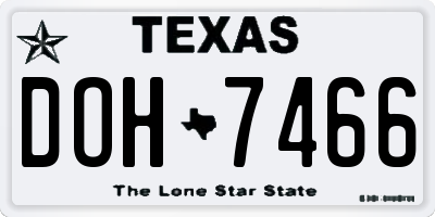 TX license plate DOH7466