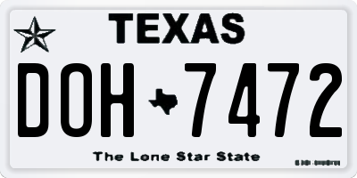 TX license plate DOH7472
