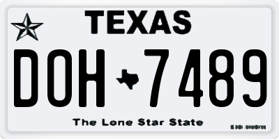 TX license plate DOH7489