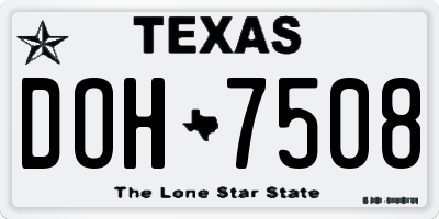 TX license plate DOH7508