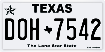 TX license plate DOH7542