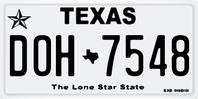 TX license plate DOH7548