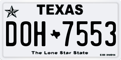 TX license plate DOH7553