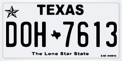 TX license plate DOH7613