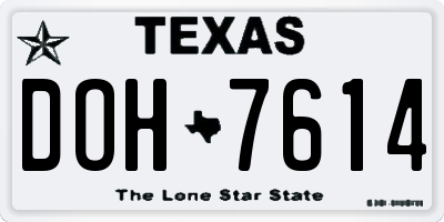 TX license plate DOH7614