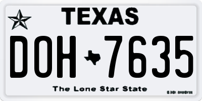 TX license plate DOH7635