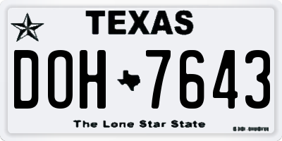 TX license plate DOH7643