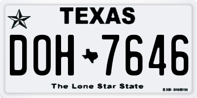 TX license plate DOH7646