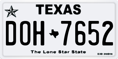 TX license plate DOH7652
