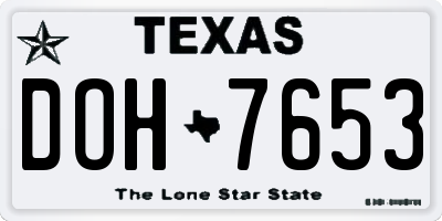 TX license plate DOH7653