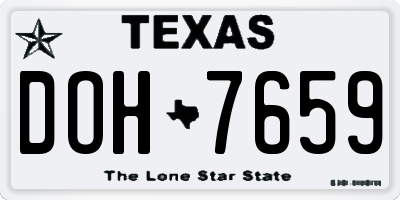 TX license plate DOH7659