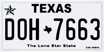 TX license plate DOH7663
